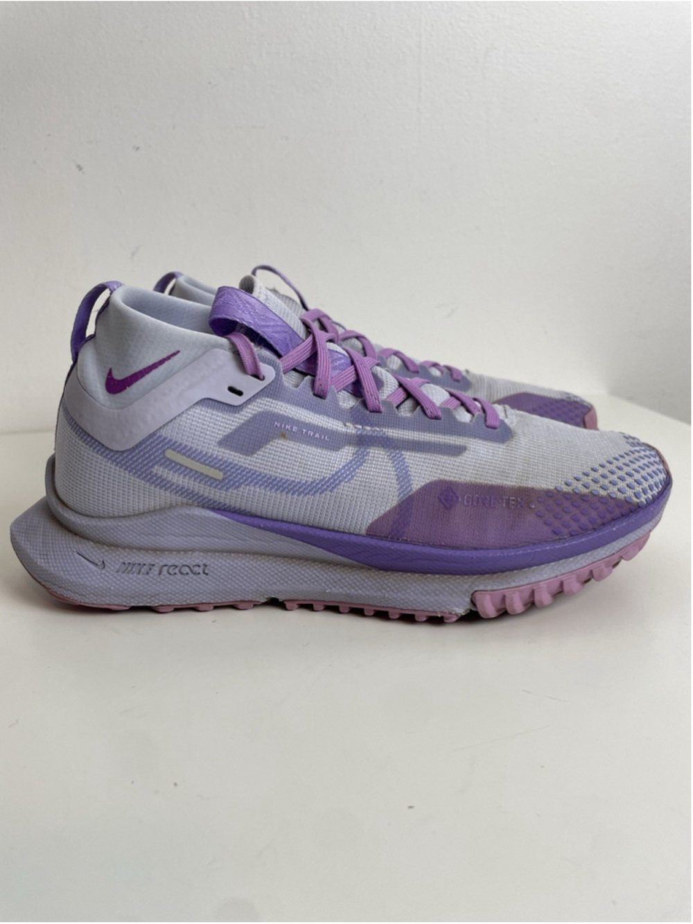 Nike React Pegasus Trail 4 Shoes Womens 7 Purple GTX Gore-Tex Running Sneakers
